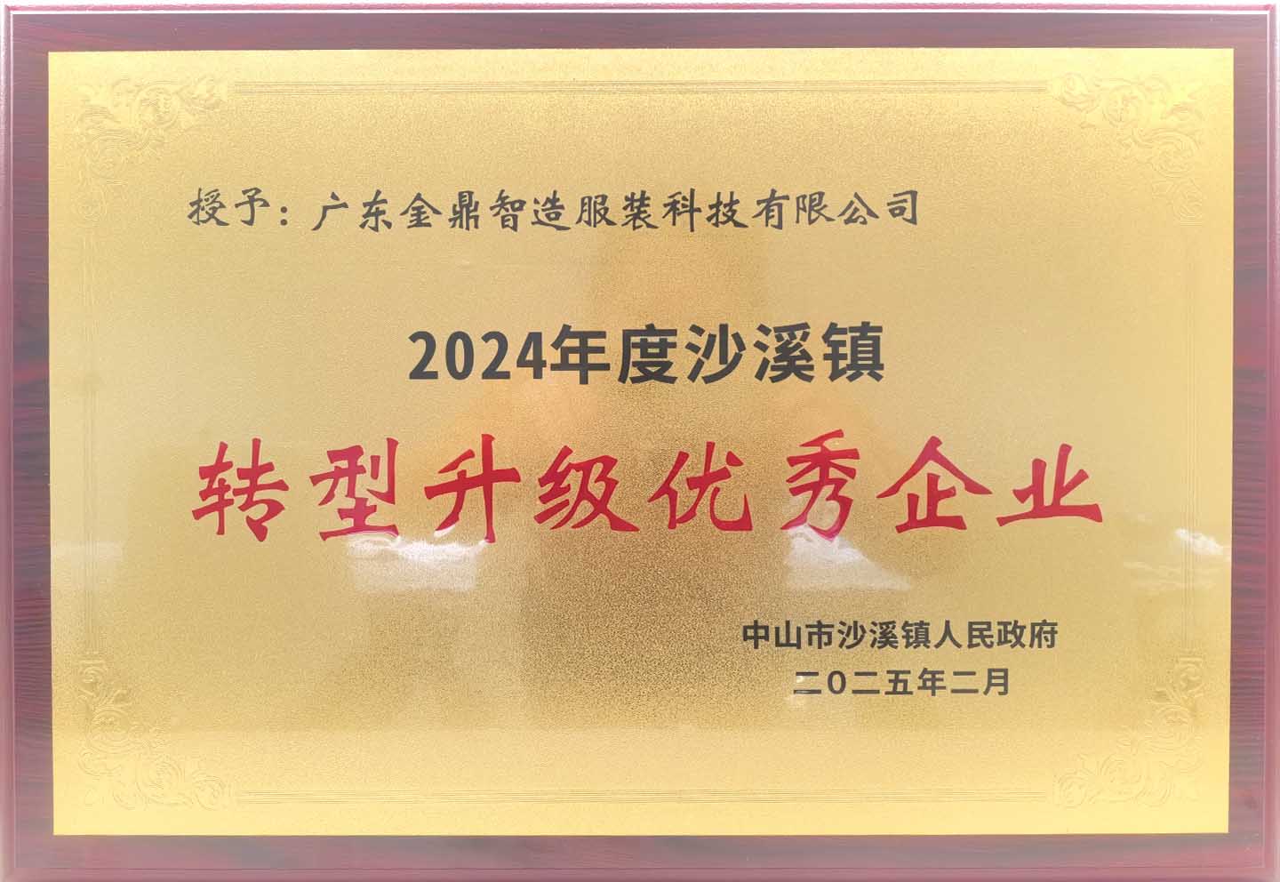 Outstanding Enterprise for Transformation and Upgrading in 2024